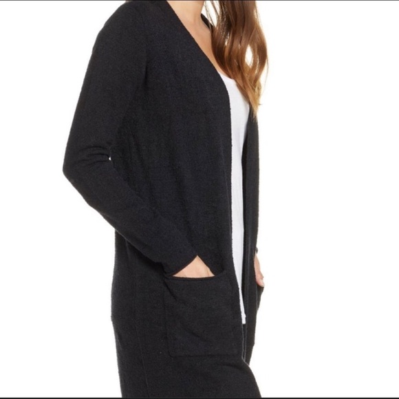 Barefoot Dreams CozyChic Lite Black Cardigan Sweater Women Size L Open Longline - Picture 6 of 12